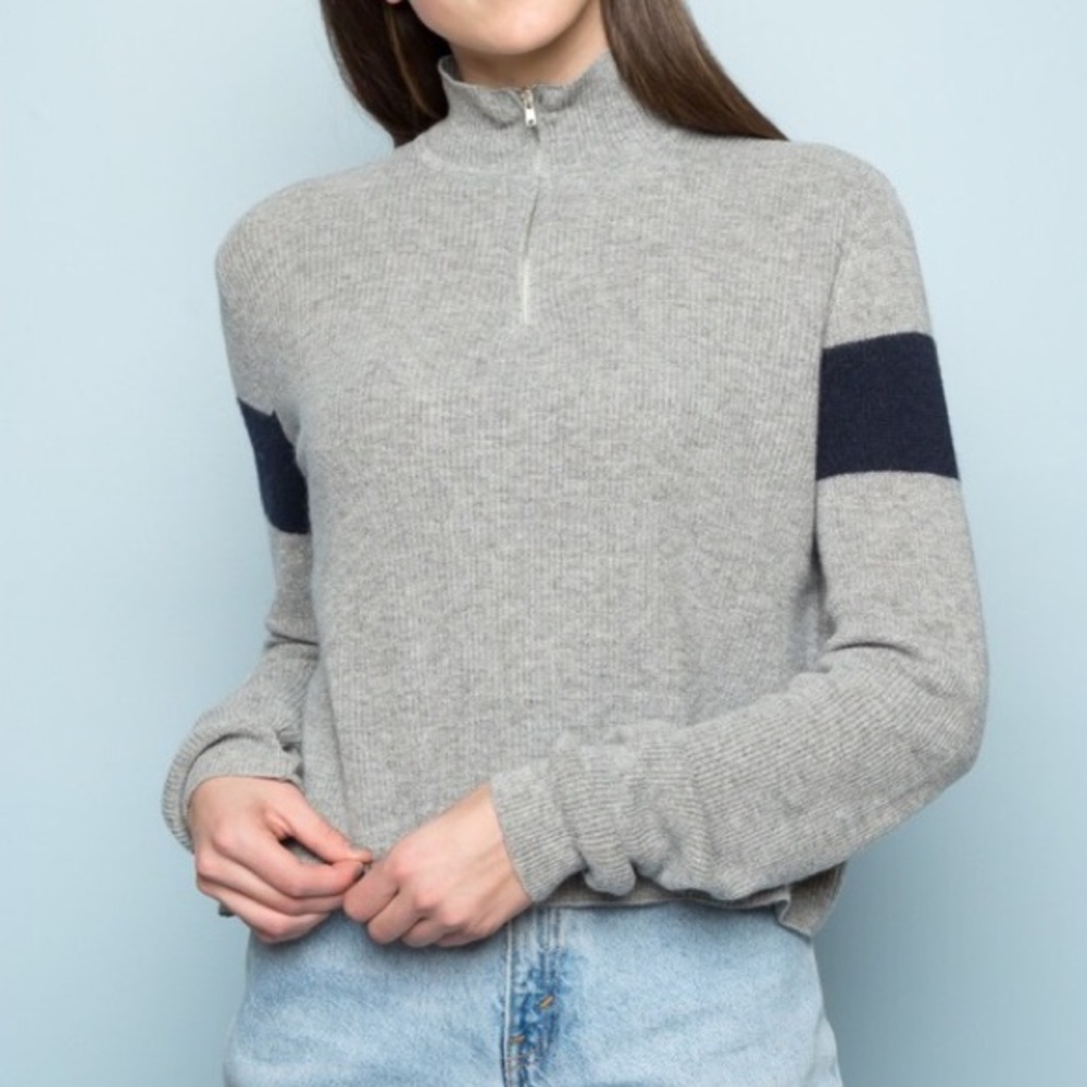Brandy Melville Casey Quarter Zip Cropped Sweater